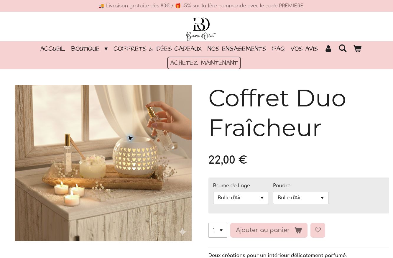 Capture authentique de la fiche Coffret Duo Fraîcheur