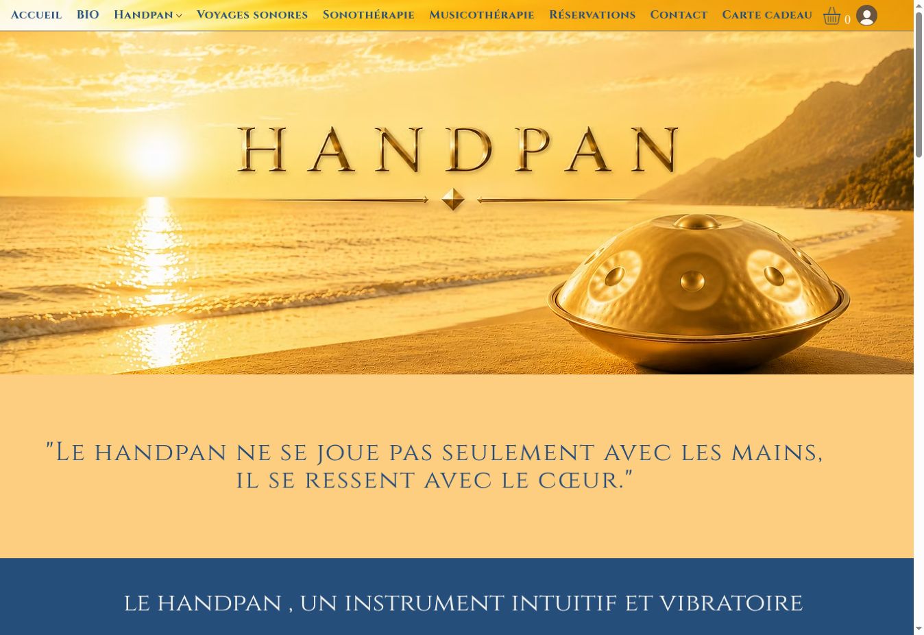 Capture authentique de la page handpan de Vanessa Meeus