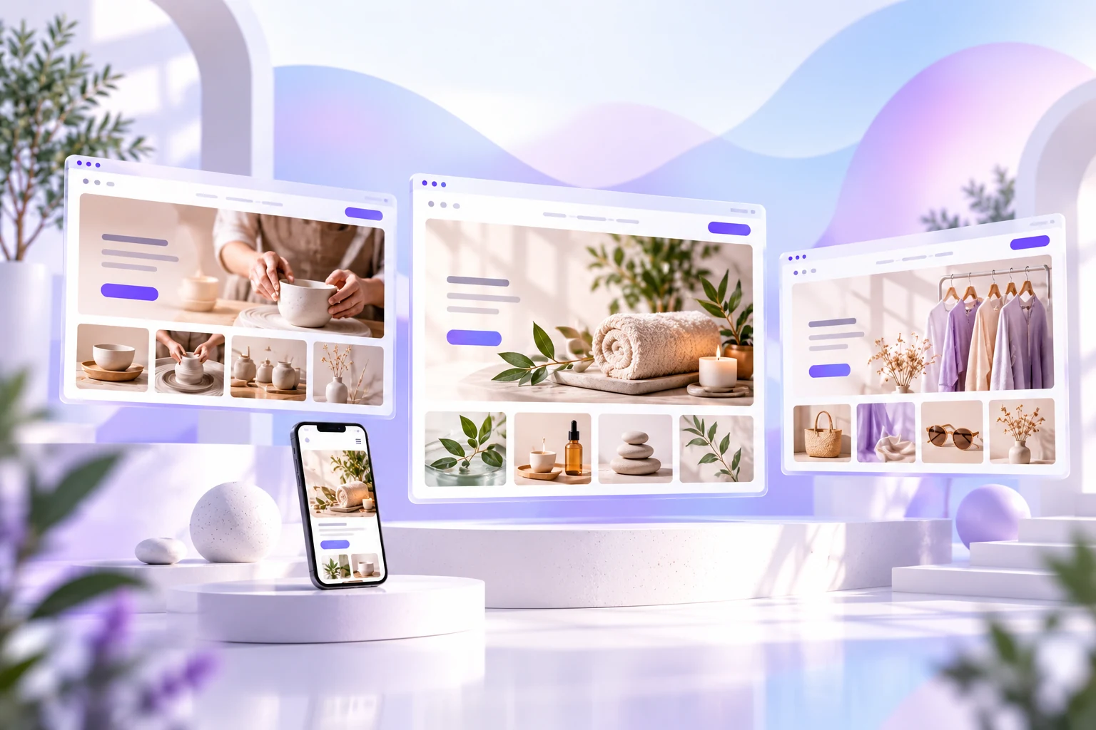 Illustration conceptuelle de présentation web ; projets authentiques ci-dessous